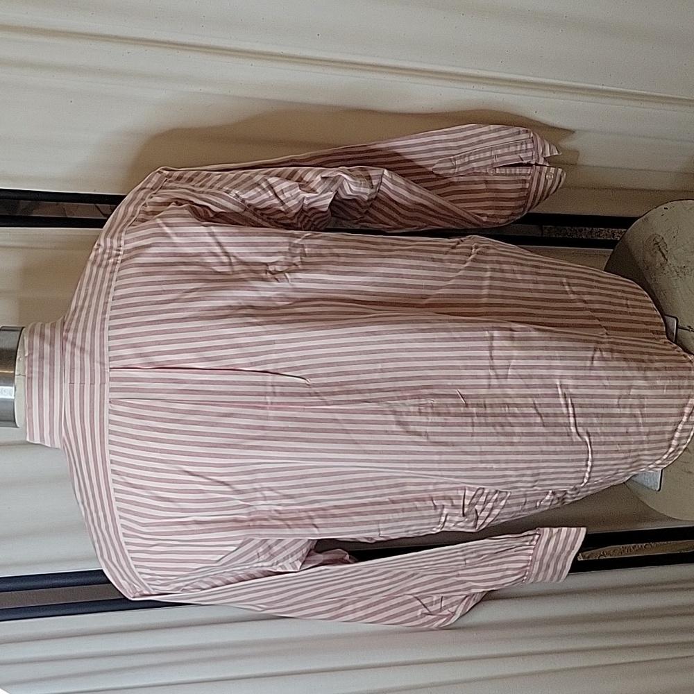 Polo Ralph Lauren Big Shirt 100% Cotton, Cream with Mdm Pink Stripes, Size L - Picture 2 of 9